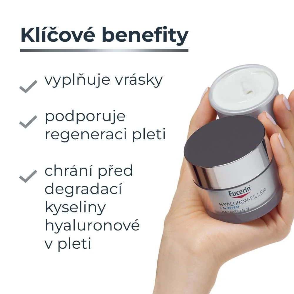 Eucerin Hyaluron-Filler + 3x Effect SPF15 denní krém pro suchou pleť náhradní náplň 50 ml