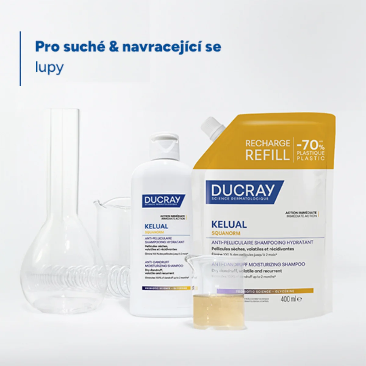 Ducray Kelual Squanorm Hydratační šampon na suché lupy náplň 400 ml