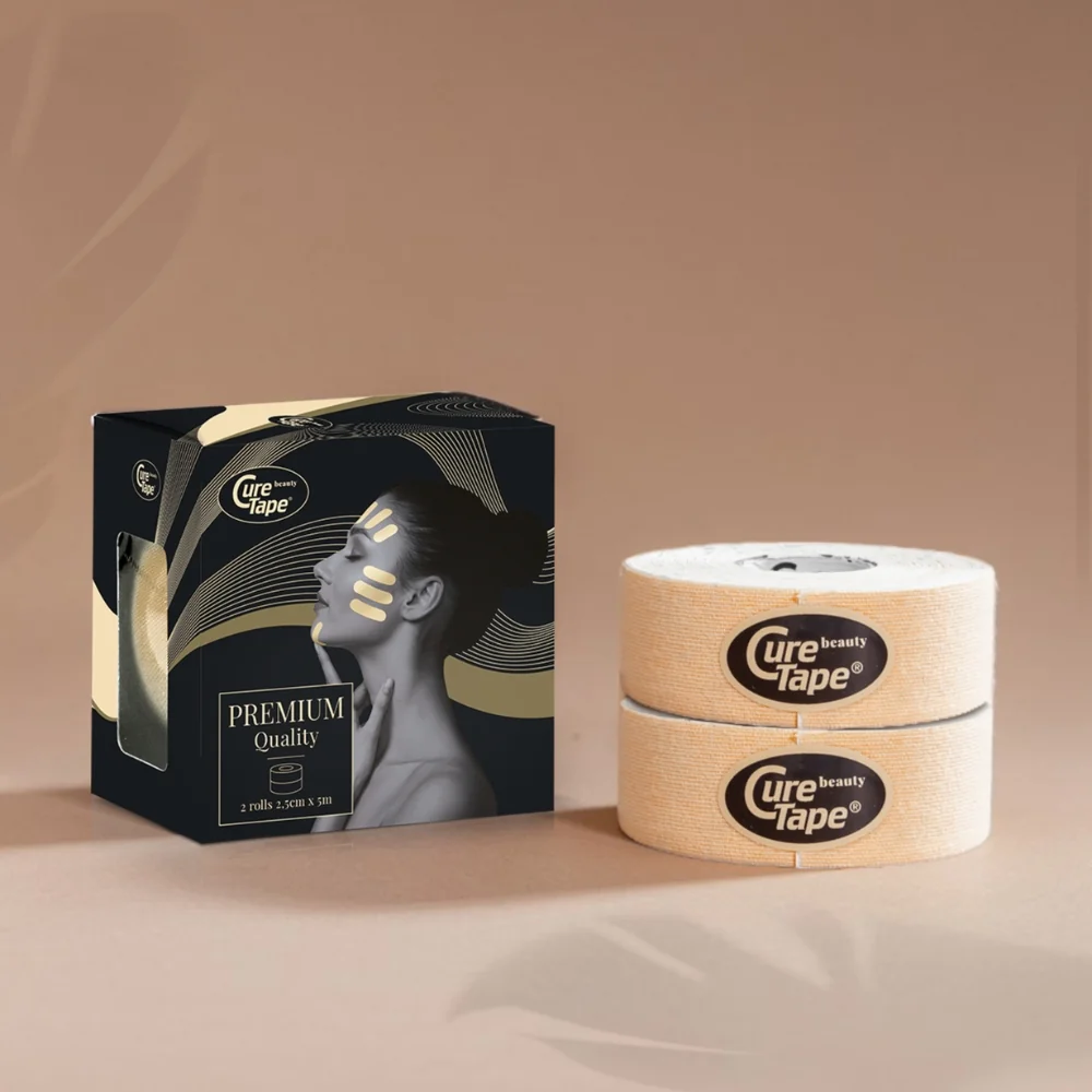 CureTape Beauty 2,5 cm x 5 m kosmetický tejp 2 ks béžový