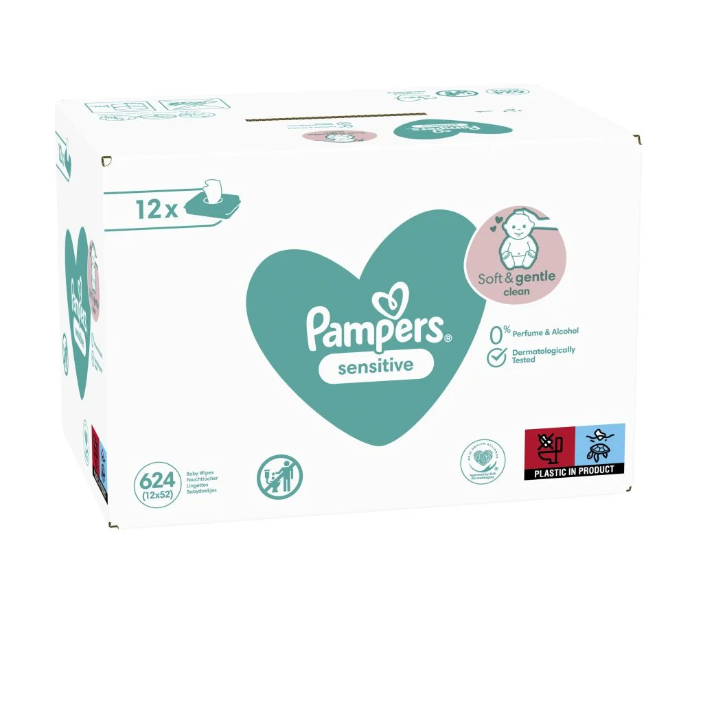 Pampers Sensitive vlhčené ubrousky box 12x52 ks