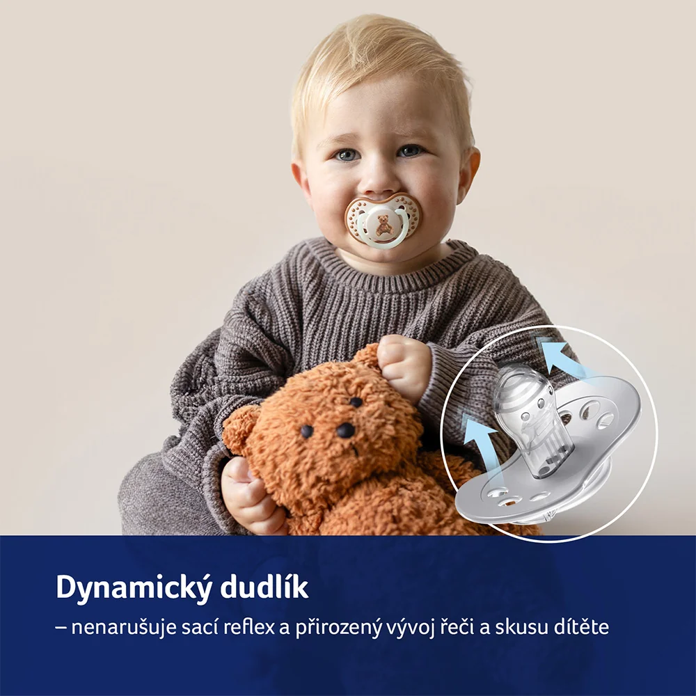 LOVI Teddy Love Dudlík svítící silikonový dynamický 18m+ 2 ks