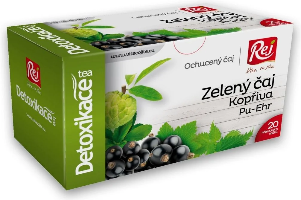 Detoxikace Zelený čaj + kopřiva + černý rybíz porcovaný čaj 20x1,5 g