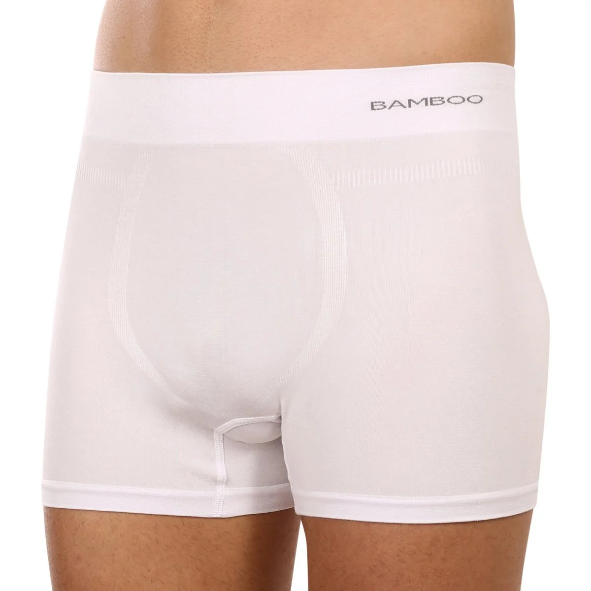 Gino Pánské boxerky bezešvé bambusové bílé (54005) XL