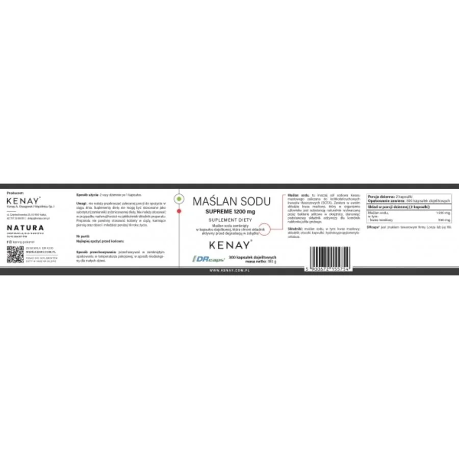 Kenay Butyrát sodný Supreme 1200 mg 300 kapslí