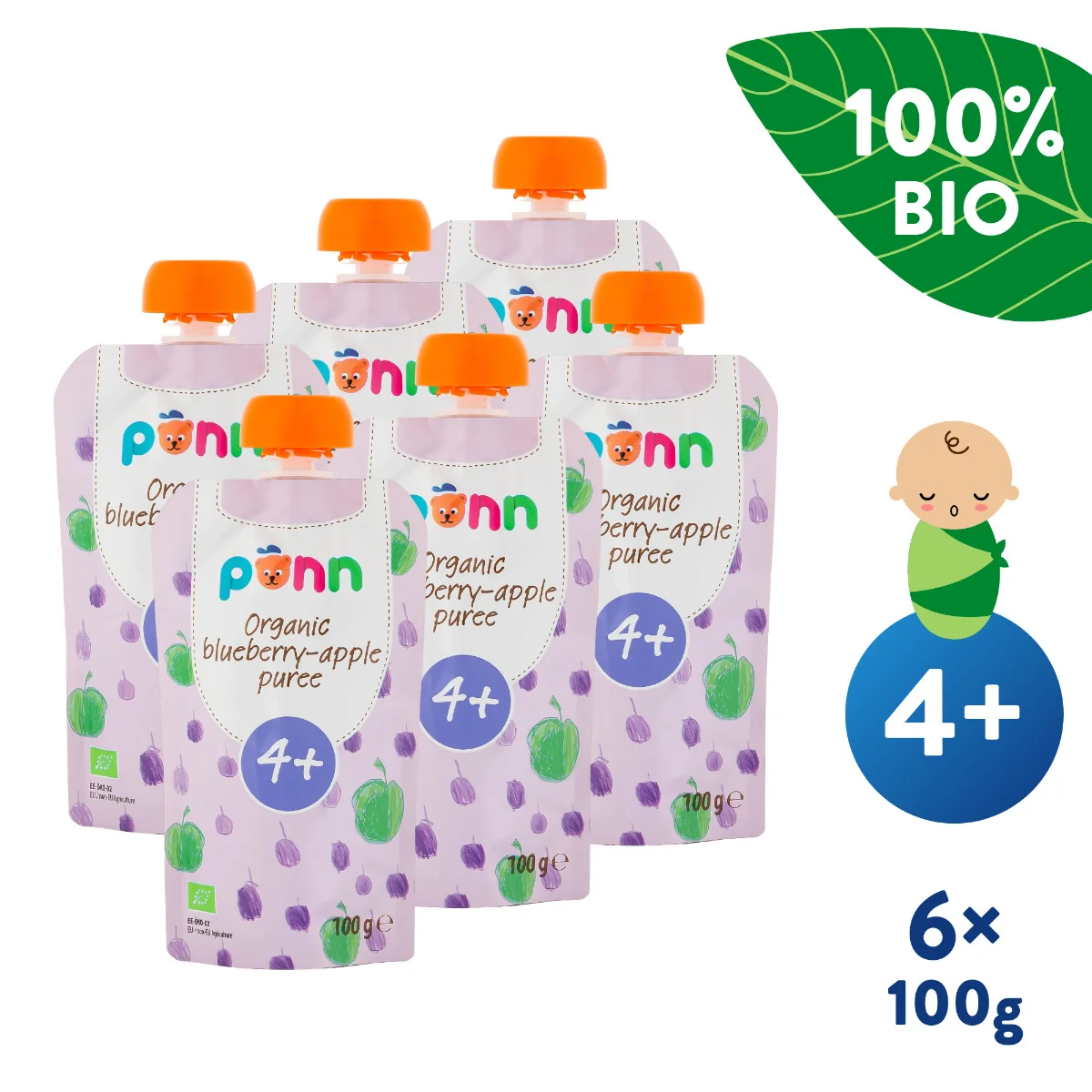 SALVEST Põnn BIO Jablko s borůvkami 6x100 g