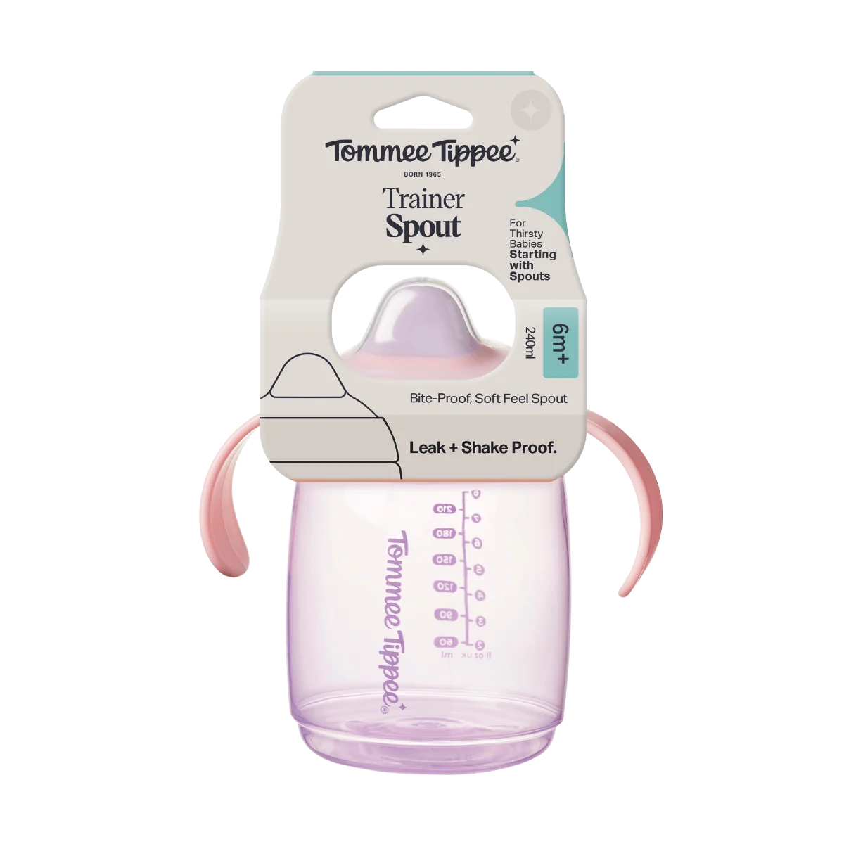 Tommee Tippee Tréninkový hrneček se savičkou 6m+ 240 ml růžový