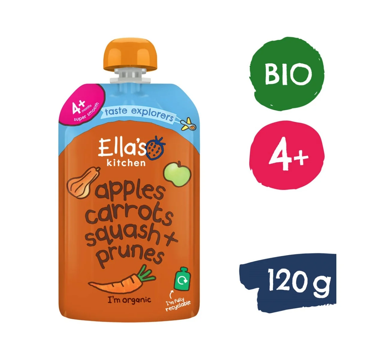 Ellas Kitchen BIO Dýně, mrkev, jablko a švestka kapsička 120 g