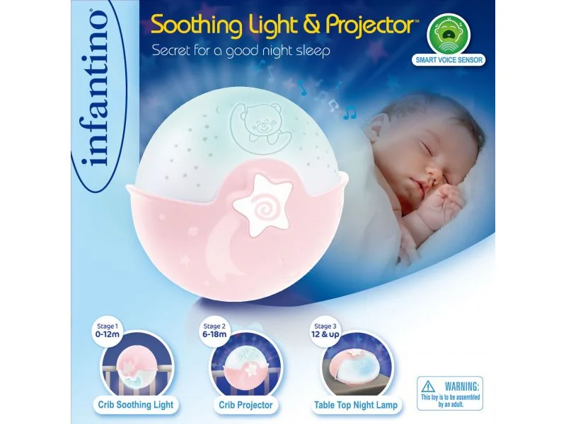 Infantino Noční lampička s projekcí 1 ks růžová