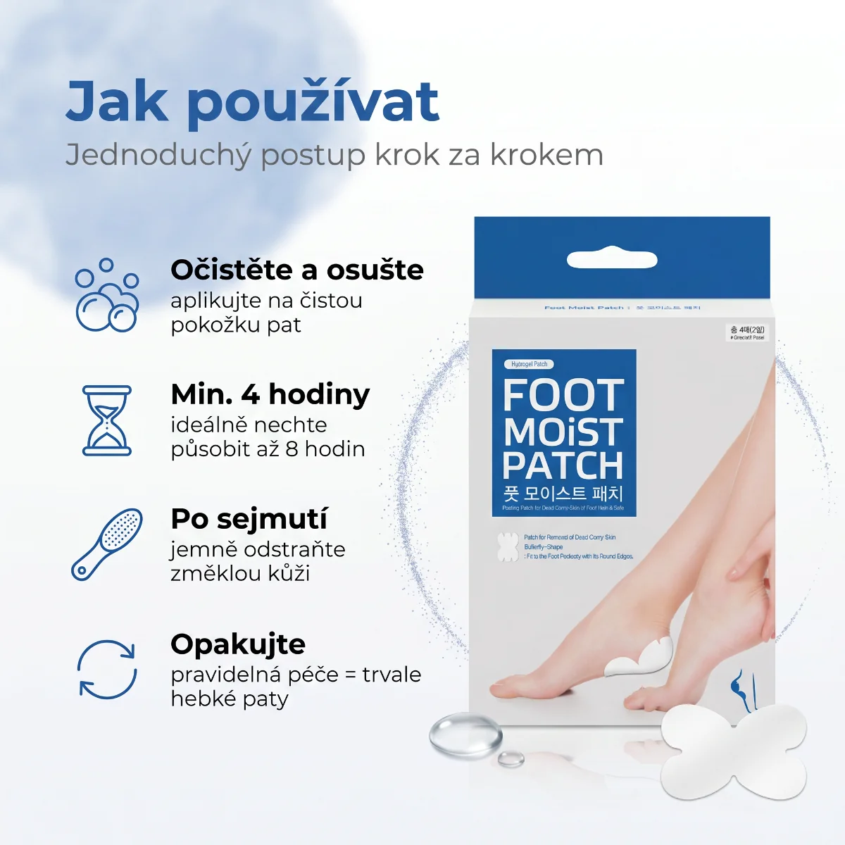 Wooshin Labottach Hydrogelové exfoliační náplasti na paty 2 páry