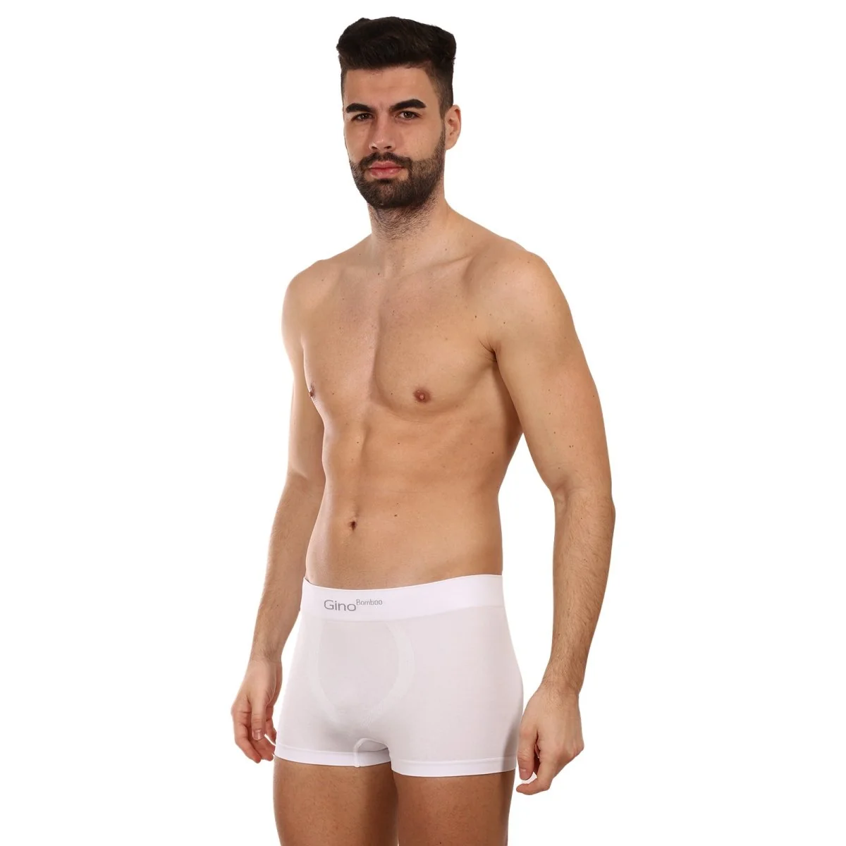 Gino Pánské boxerky bezešvé bambusové bílé (53004) L
