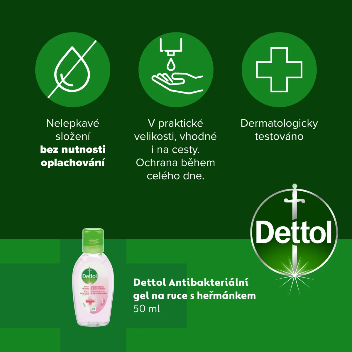 Dettol Antibakteriální gel na ruce Heřmánek 50 ml