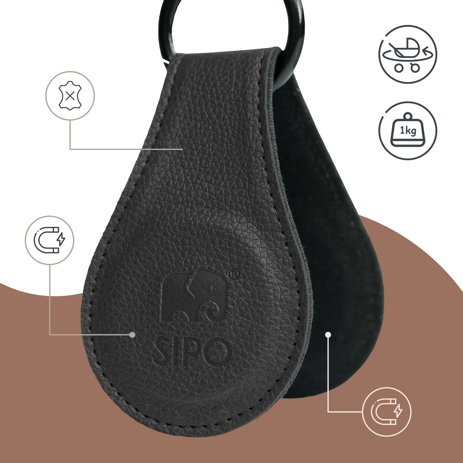 SIPO Magnetické klipy na kočárek, 2ks, černá