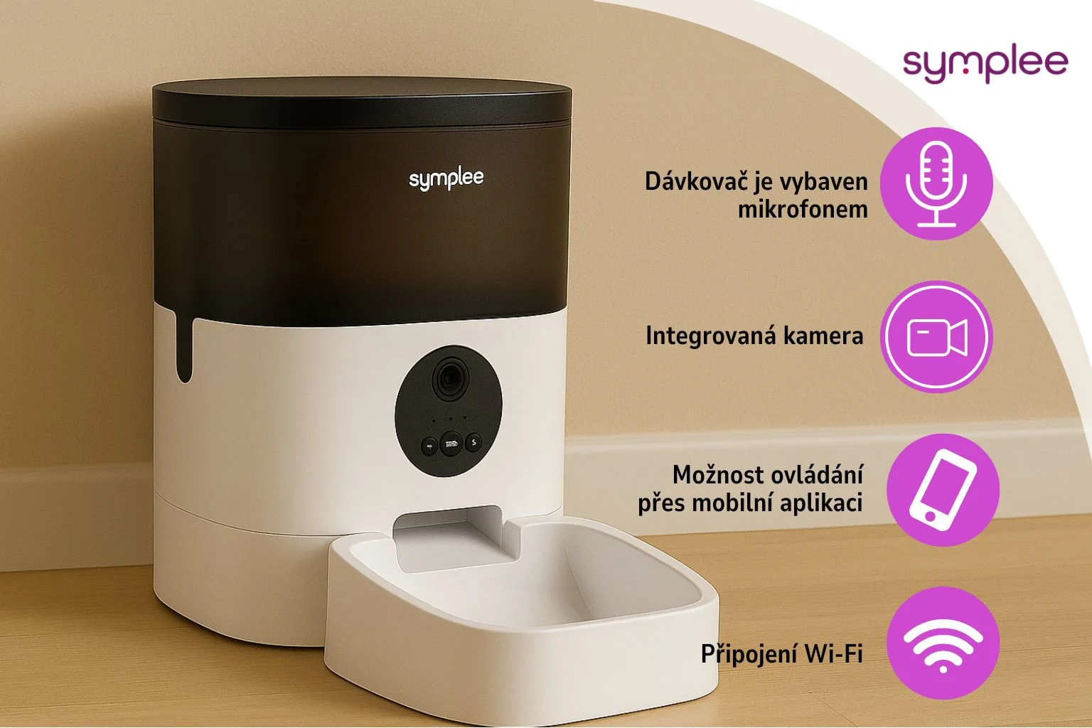 Symplee DU4L-V chytrý dávkovač krmiva s kamerou