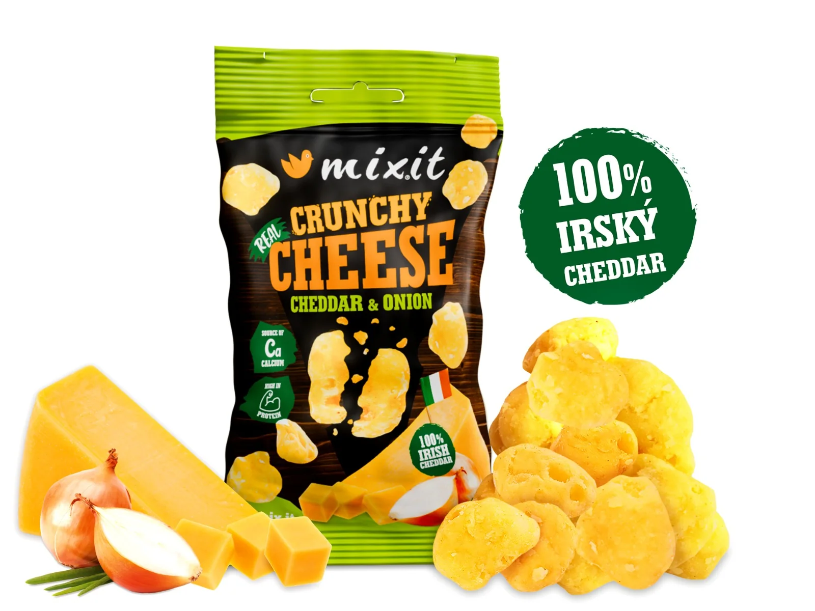 Mixit Křupavý sýr do kapsy Irský cheddar & cibule 20 g