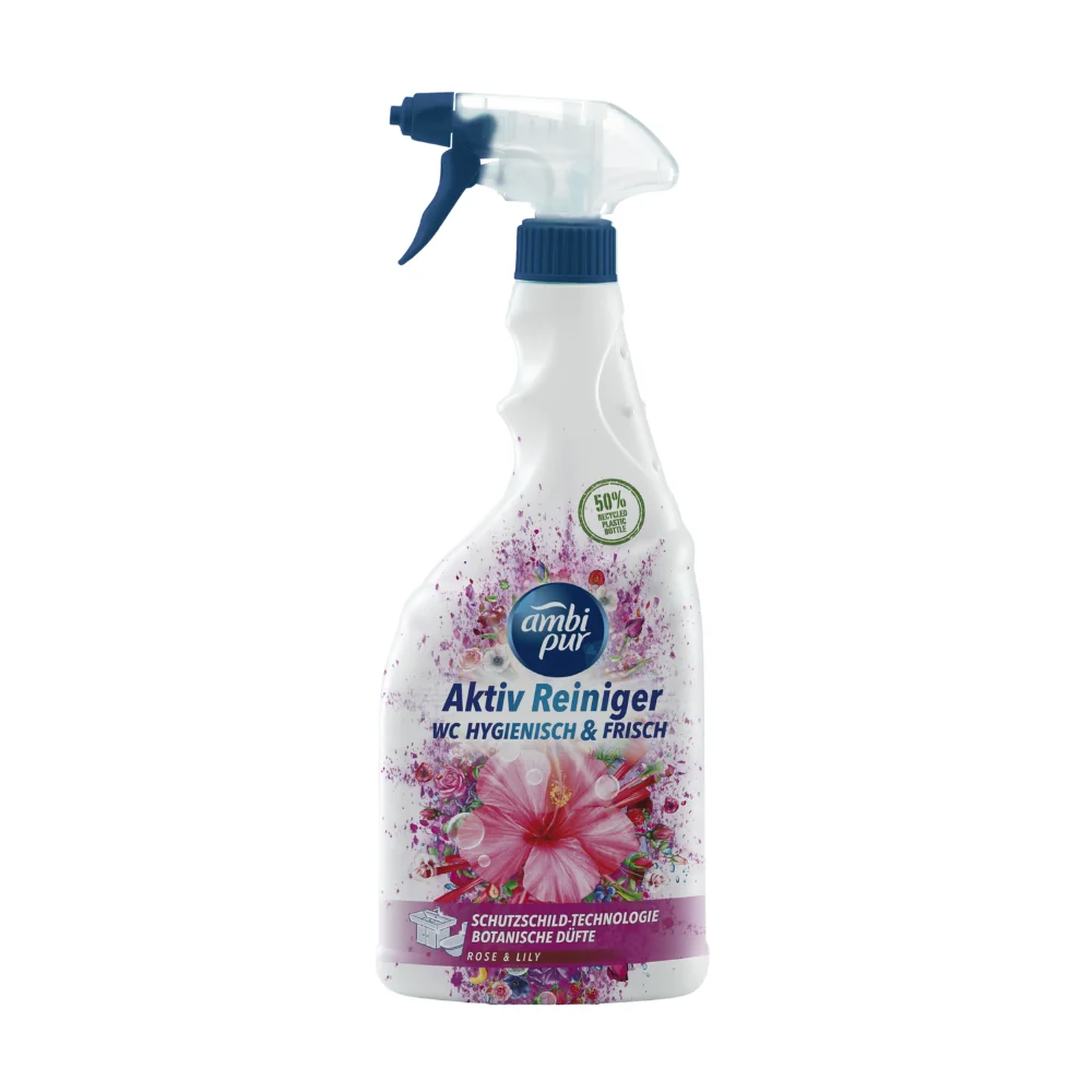 Ambi Pur WC Active sprej Růže & Lilie 750 ml