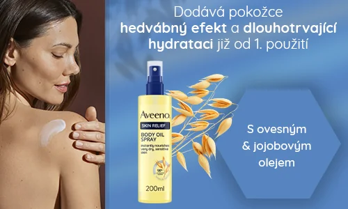 Tělový olej ve spreji Aveeno® Skin Relief 200 ml – dodává pokožce hedvábný efekt a dlouhotrvající hydrataci již od 1. použití