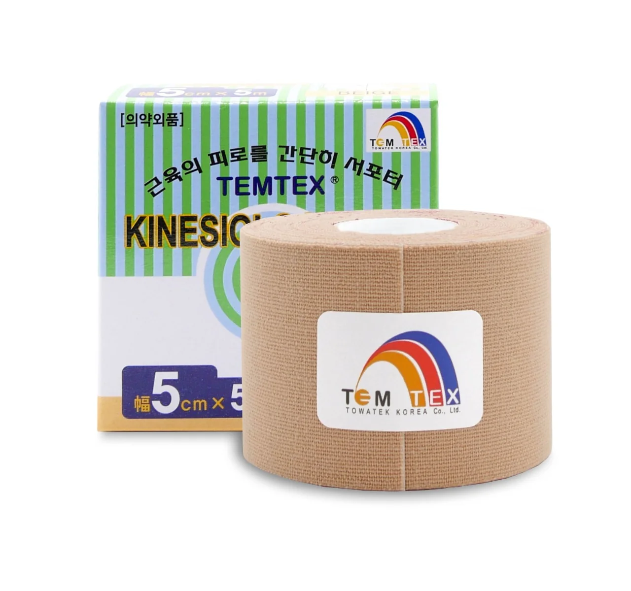 TEMTEX Kinesio tape 5 cm x 5 m tejpovací páska béžová