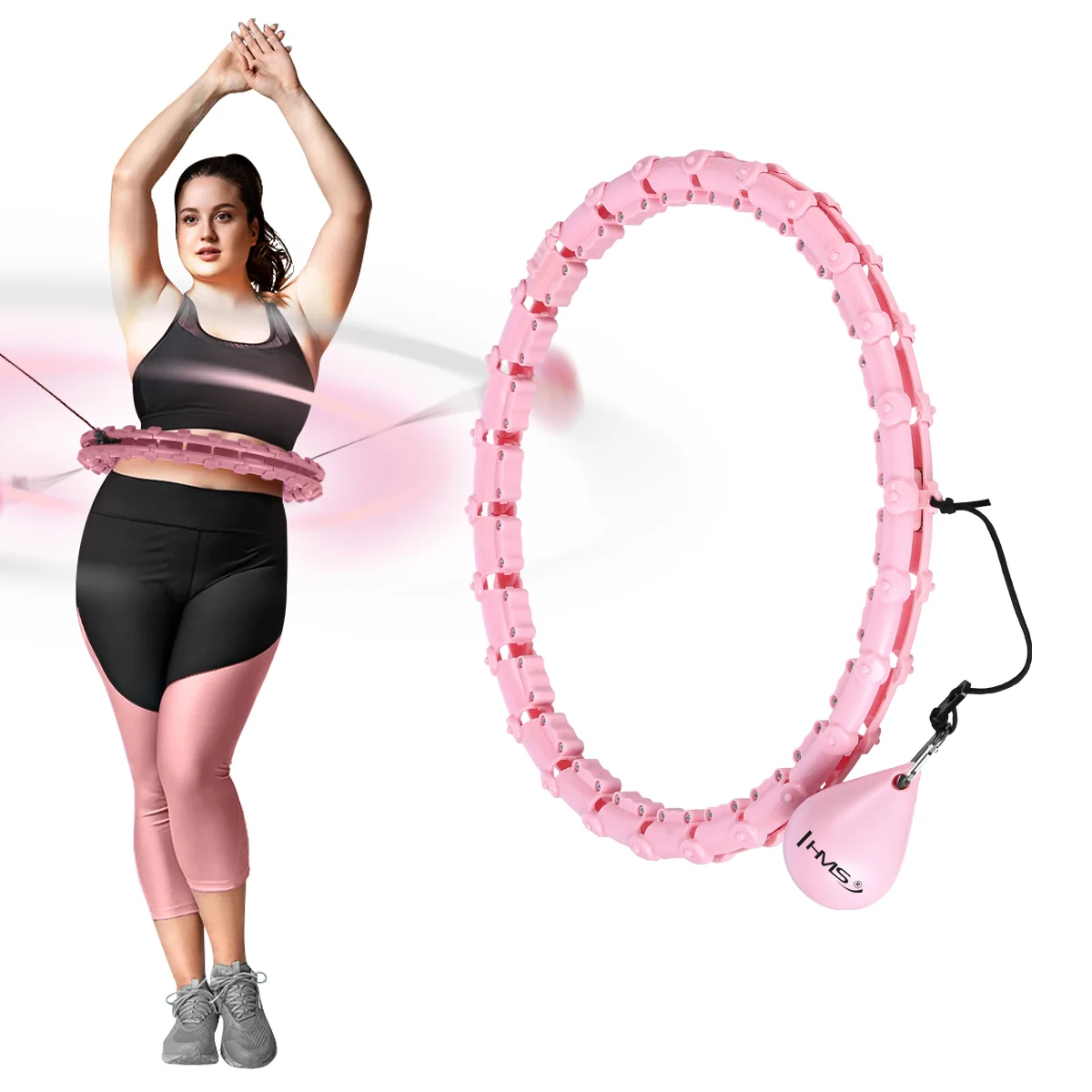 HMS Masážní hula hoop HHW11 PLUS SIZE se závažím růžová