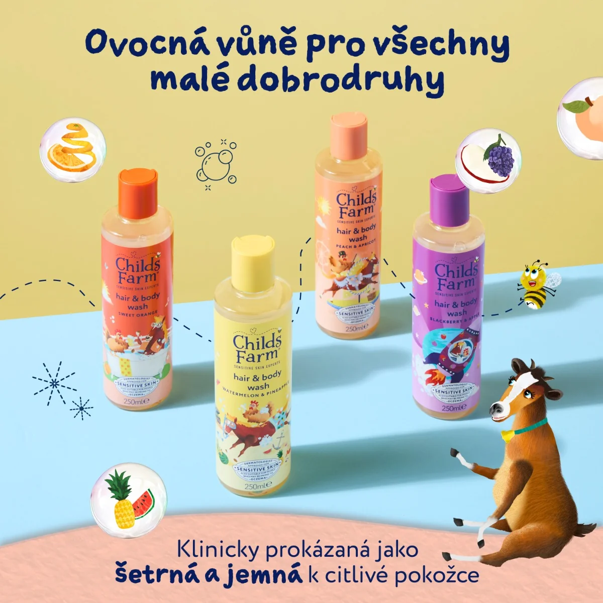 Childs Farm Mycí emulze na vlasy a tělo broskev a meruňka 250 ml