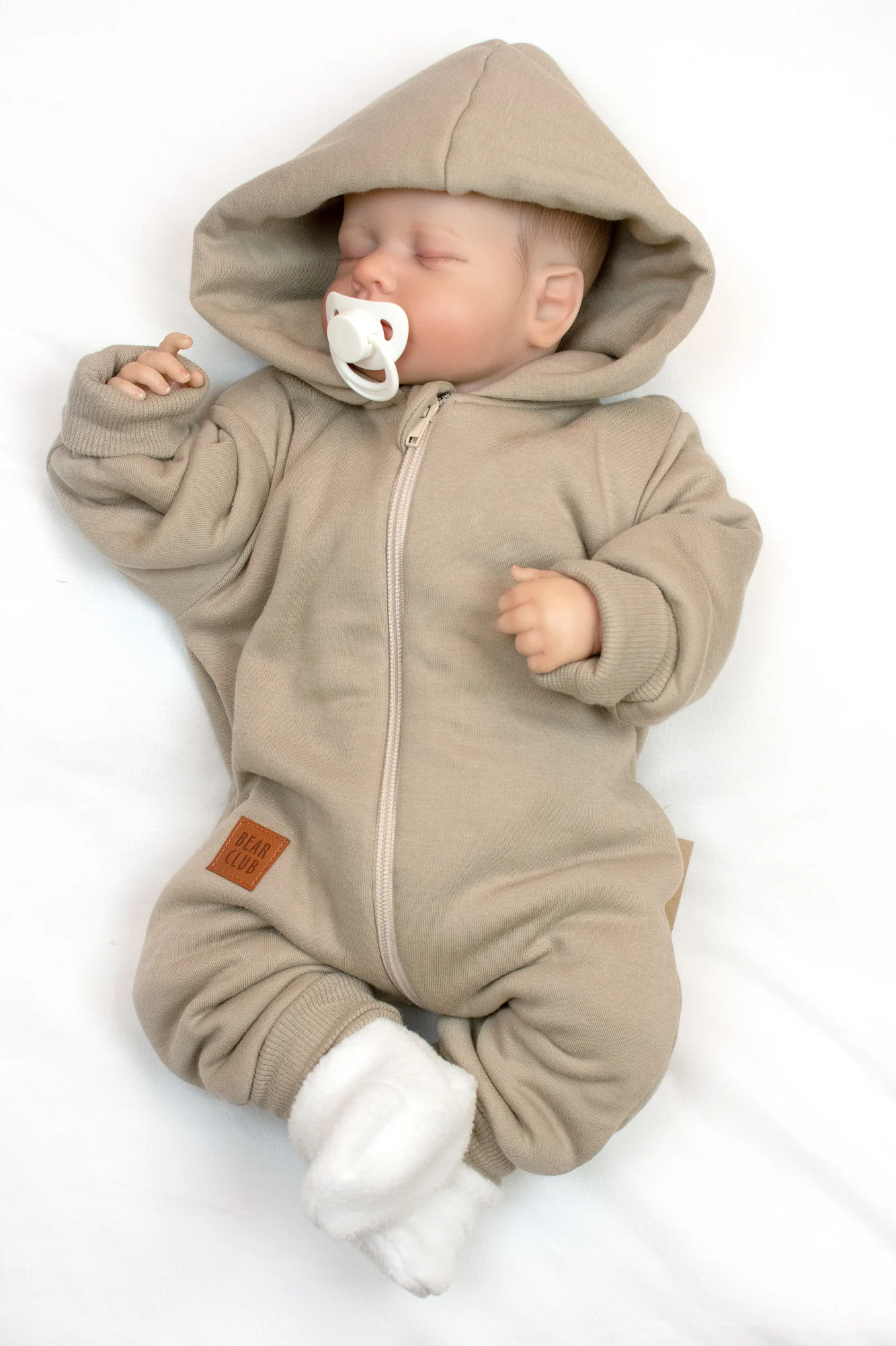 Baby Nellys 3D sada Nature, overal, botky, rukavičky - taupe, vel. 62