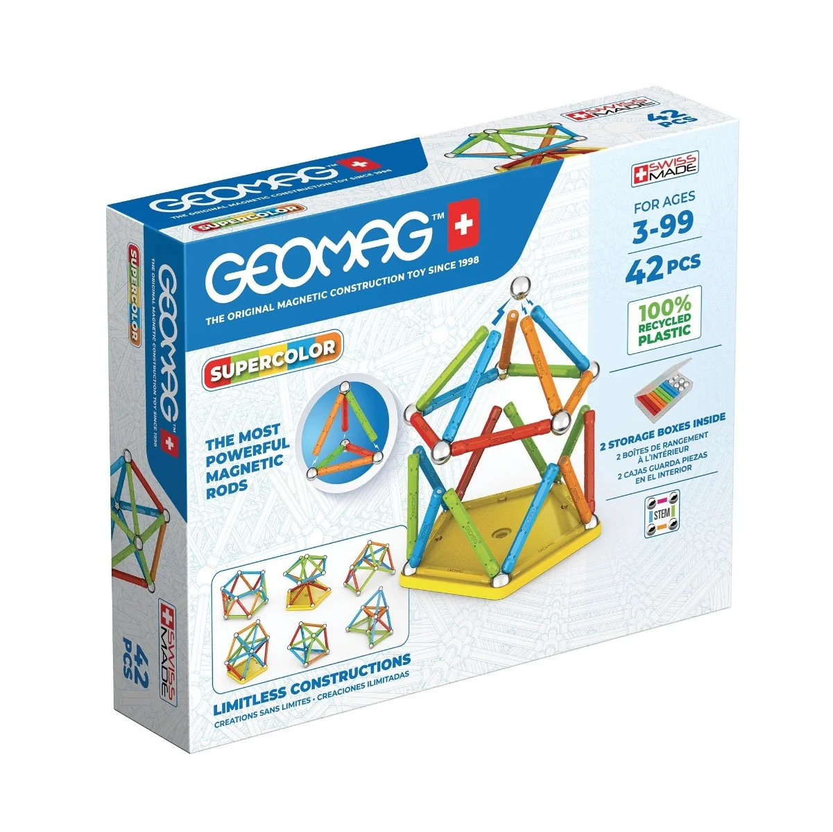 Geomag Supercolor magnetická stavebnice 42 dílků