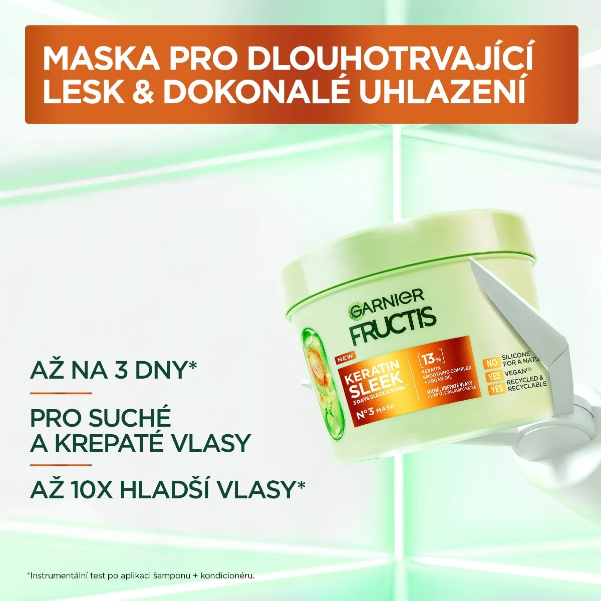 Garnier Fructis Keratin Sleek maska na suché a krepaté vlasy 370 ml