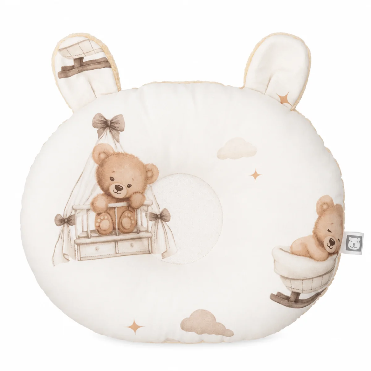 Baby Nellys Kojící polštář na ruku Bavlna/Minky, Medvídci, béžová