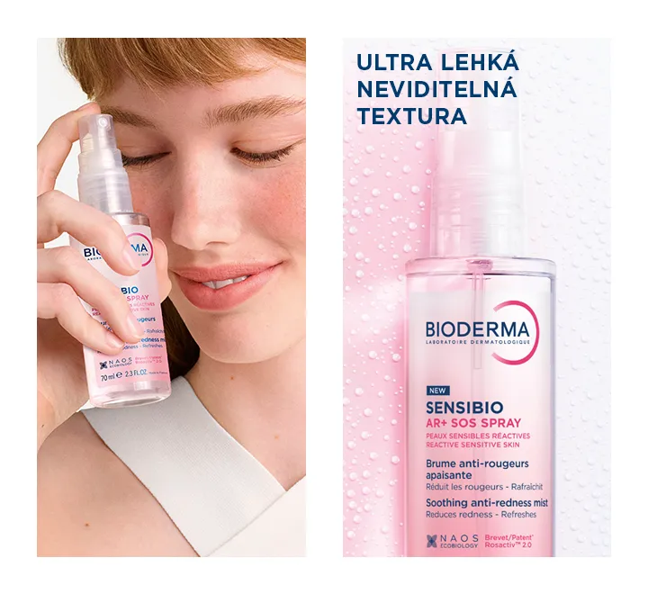 BIODERMA Sensibio AR+ SOS sprej. Ultra lehká neviditelná textura.