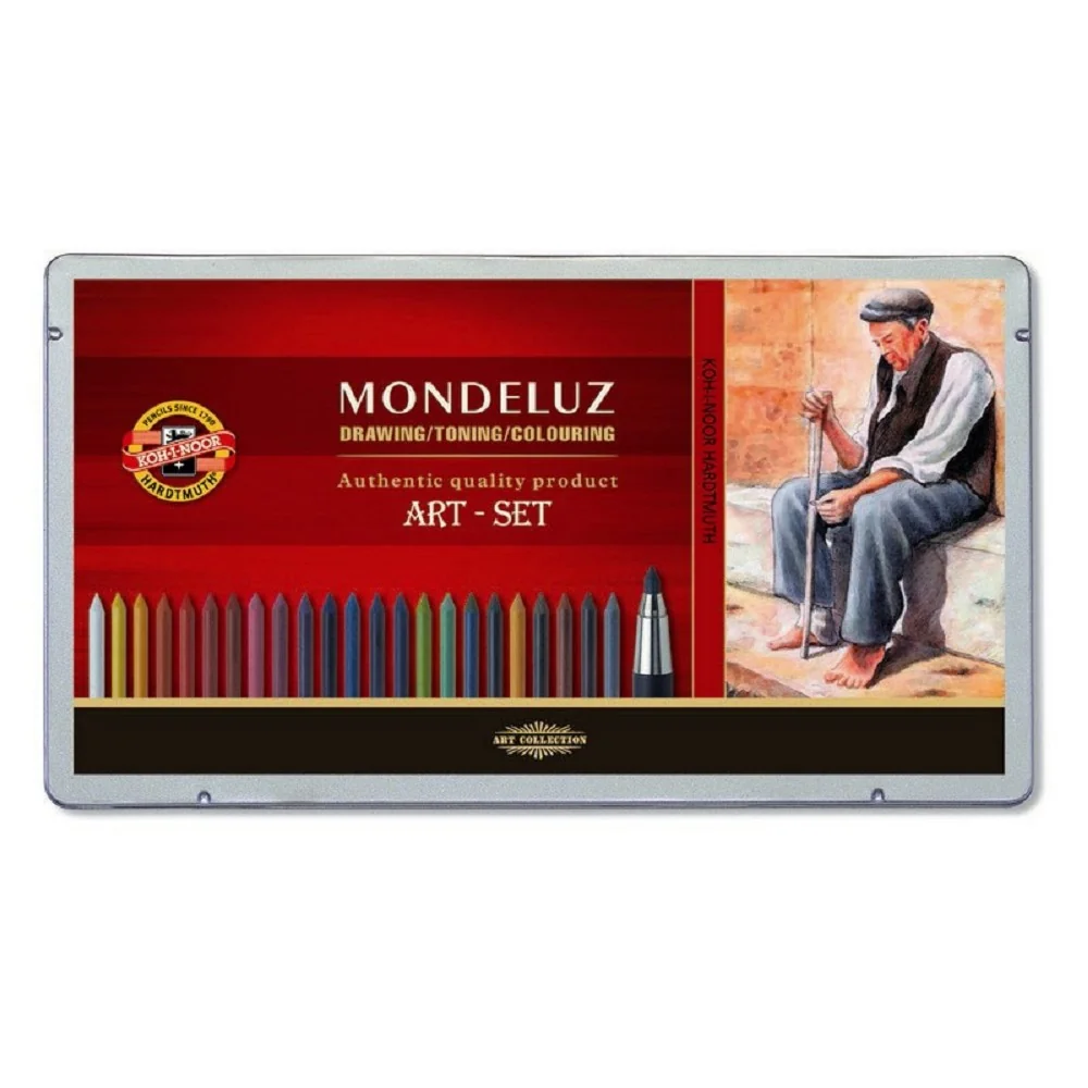 KOH-I-NOOR MONDELUZ 3796/32 - akvarelová kreslířská souprava v plechovém pouzdře - 32 ks