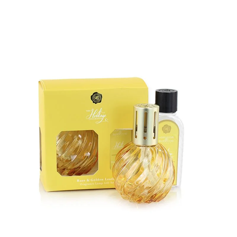 Ashleigh & Burwood London Dárková sada katalytické lampy GOLD a náplně ROSE & GOLDEN LEATHER