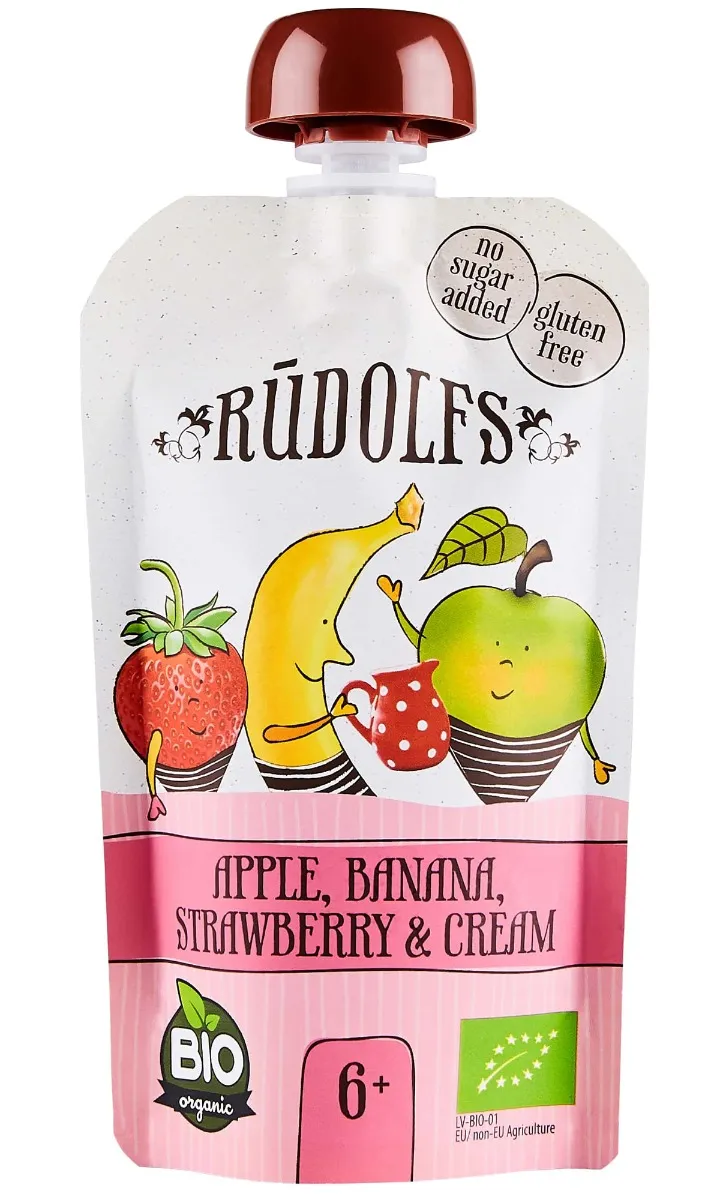 Rudolfs Jablko, banán, jahoda a smetana BIO