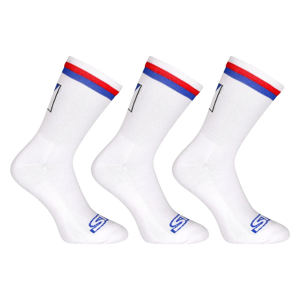 Styx 3PACK ponožky vysoké bílé trikolóra (3HV10111) L 