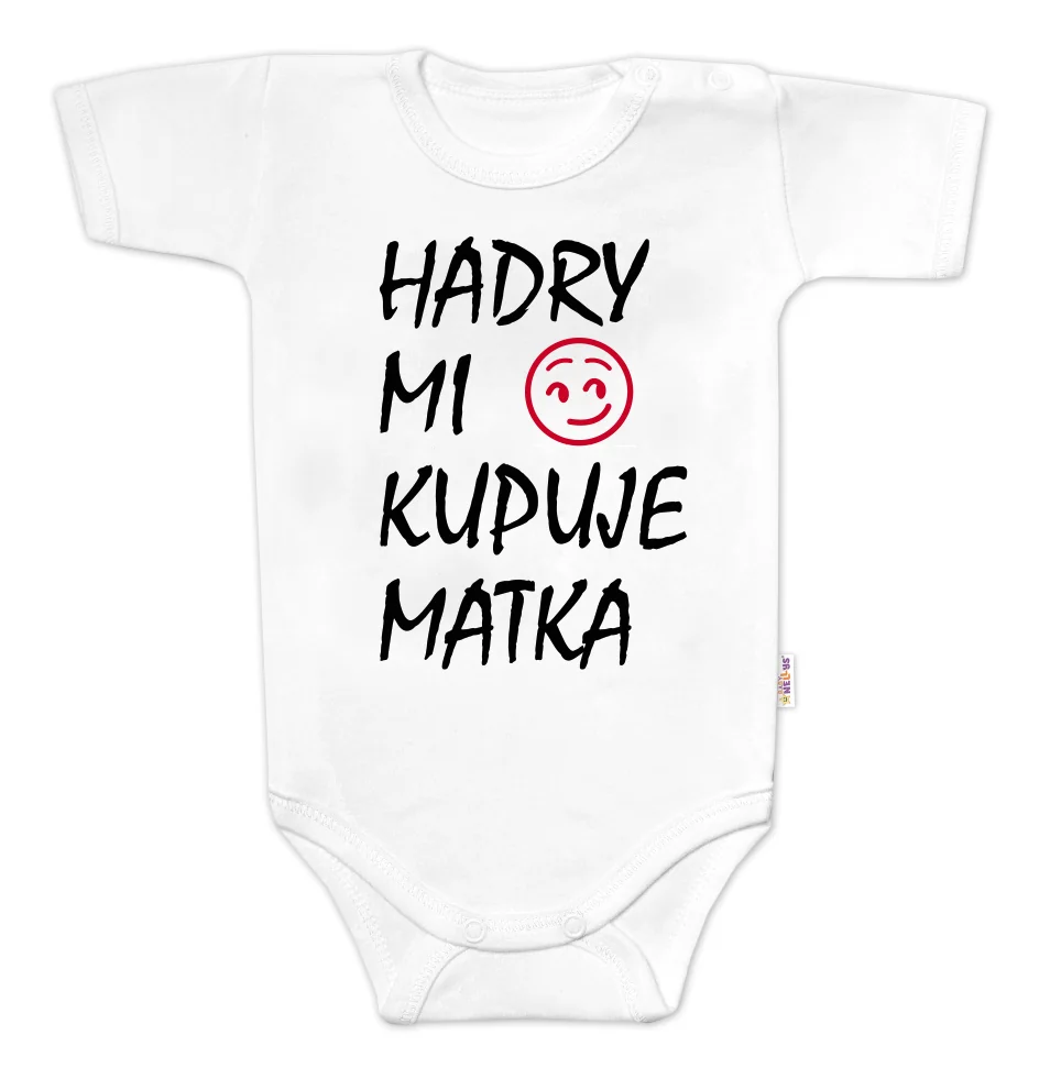 Baby Nellys Body krátký rukáv Hadry mi kupuje matka,  bílé vel.  86