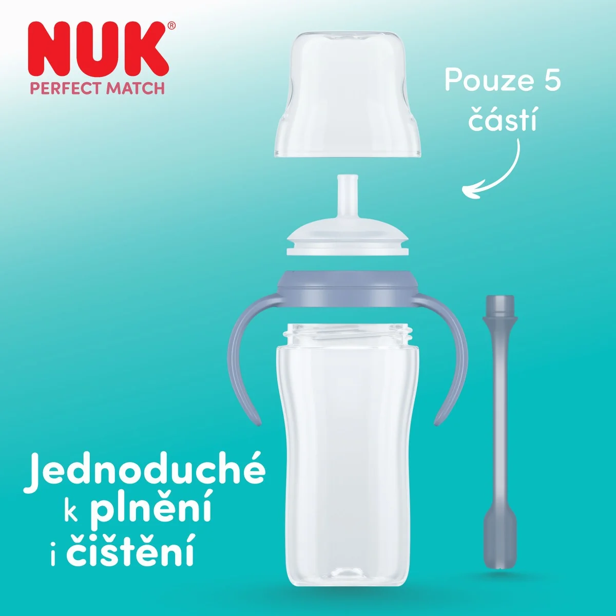 NUK Perfect Match Láhev na učení s brčkem 8m+ 260 ml 1 ks pengu