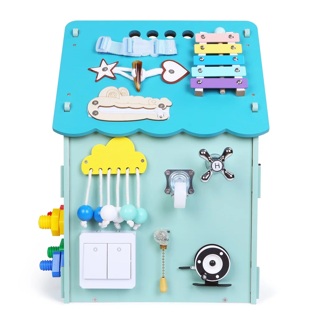 2Kids Toys Montessori Activity board Domeček modrý