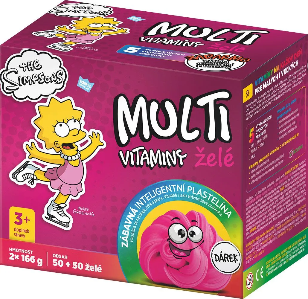 The Simpsons Lisa Multivitaminy želatinové tablety pro děti 2x50 ks + dárek plastelína