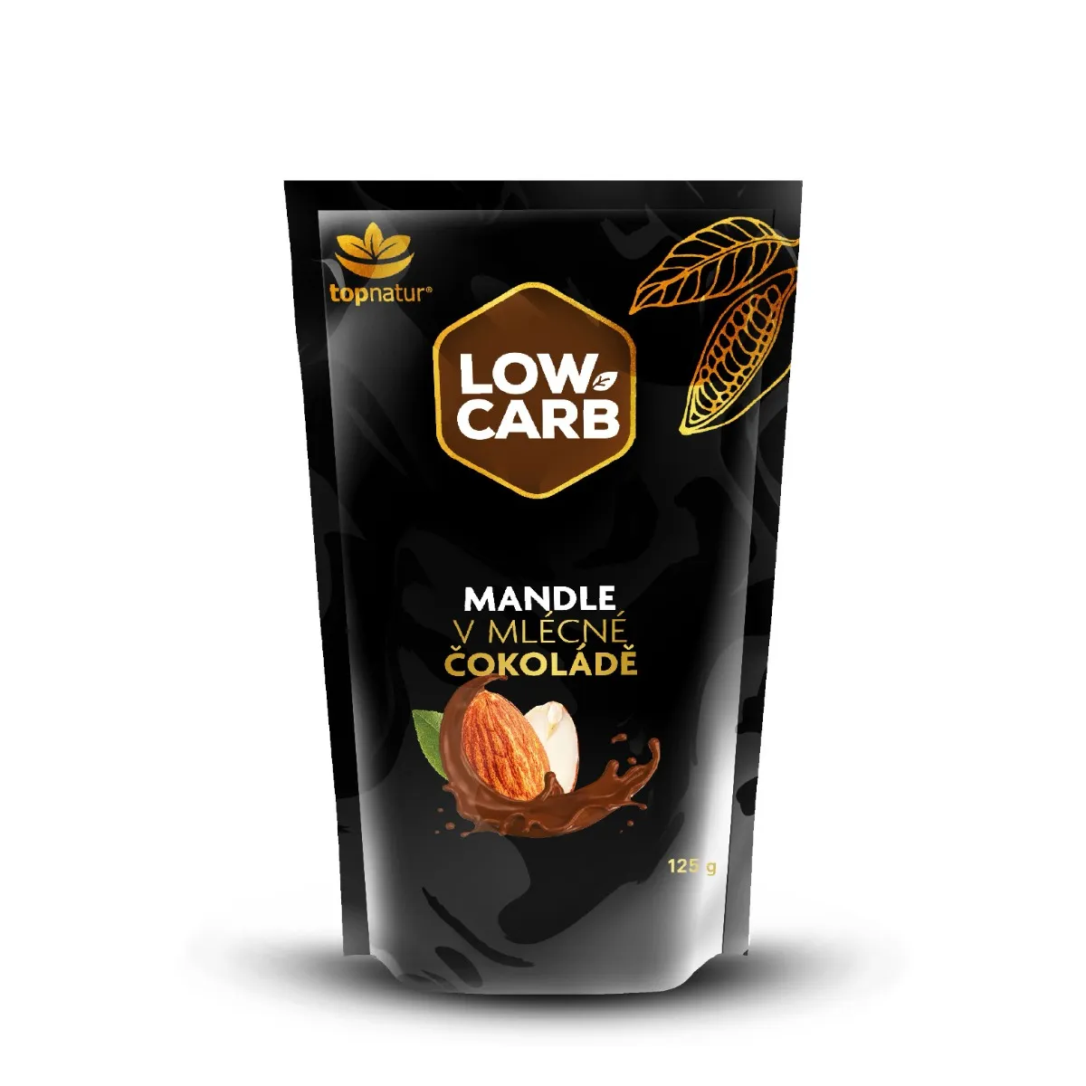 Topnatur Low Carb Mandle v mléčné čokoládě 125 g