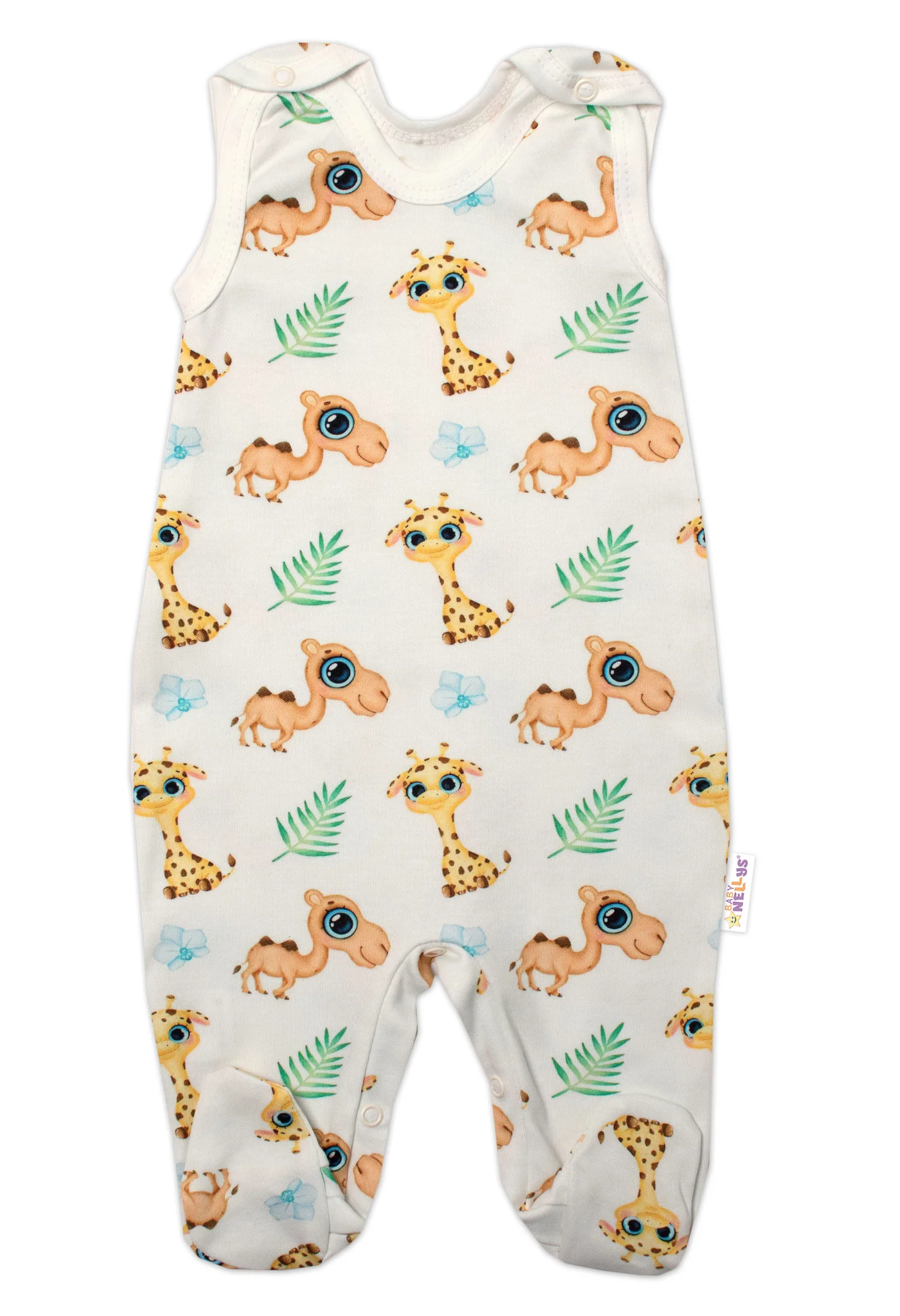 Baby Nellys 2-dílná sada bavlněné dupačky s košilkou, Camels baby - krémová, vel. 62