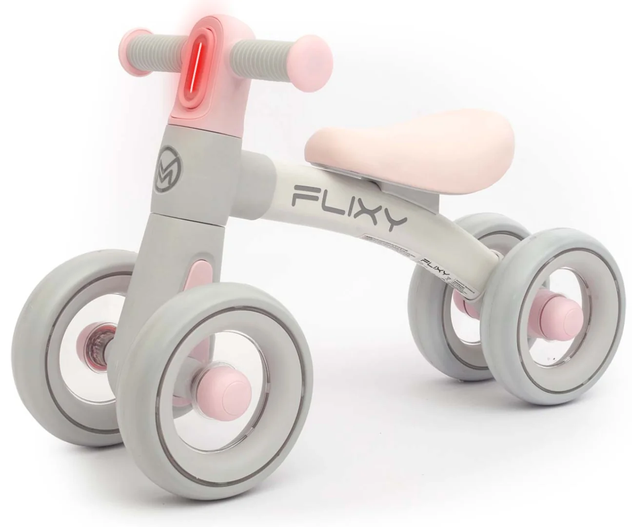 Milly Mally Dětské odrážedlo FLIXY s LED světlem a EVA koly (12–36 měsíců), růžové
