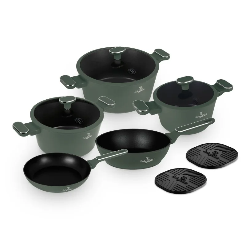 Berlingerhaus Sada nádobí s titanovým povrchem 10 ks Matte green Collection