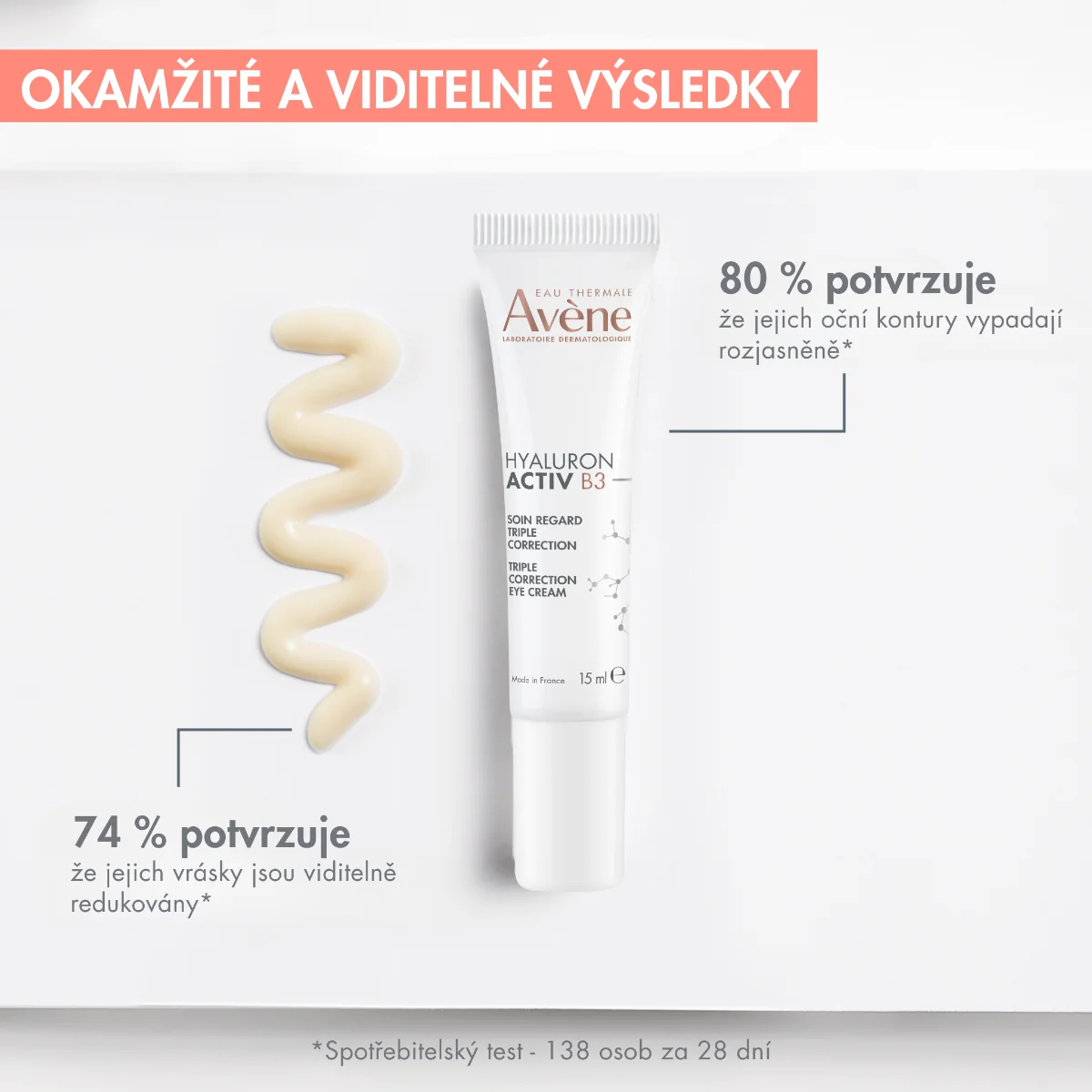 Avène Hyaluron Activ B3 Oční krém s trojitým účinkem 15 ml