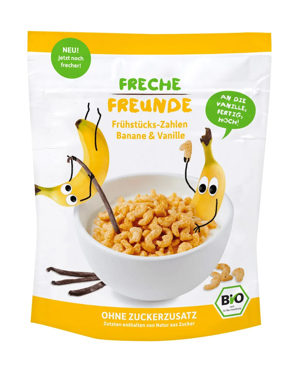 Freche Freunde BIO Cereálie křupavá čísla banán a vanilka 125 g