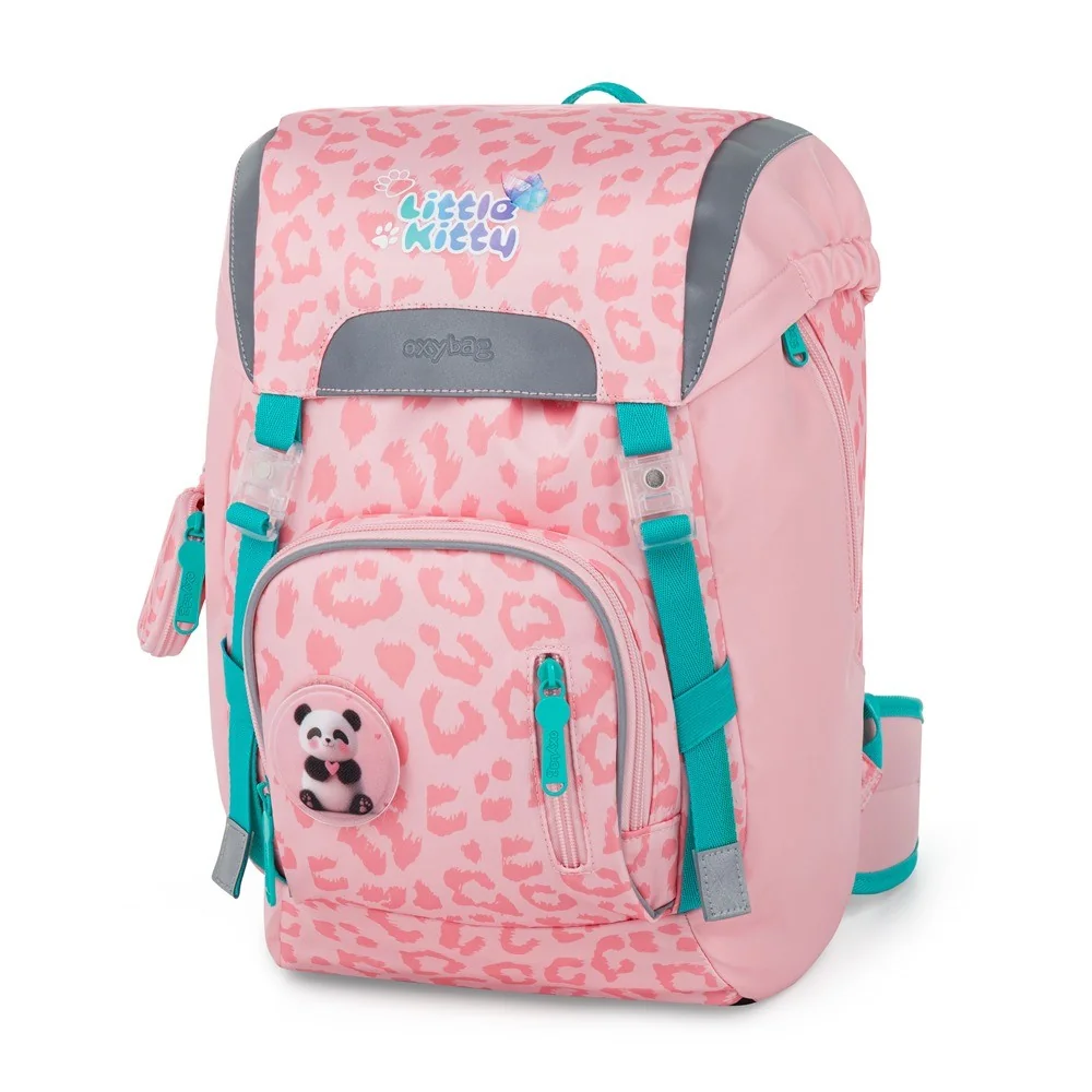 Oxybag OXY SKY - školní set Kočka 4 ks: batoh, penál, sáček, placky batoh, penál, sáček