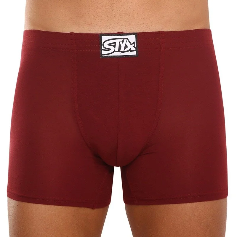 Styx Pánské boxerky long klasická guma vínové (F1060) M