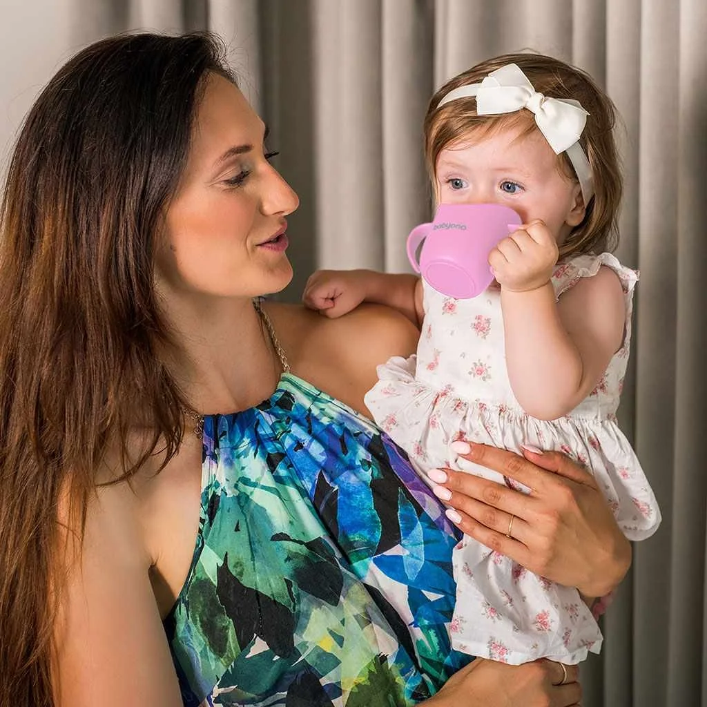 Babyono Tréninkový hrneček s oušky Flow - růžový