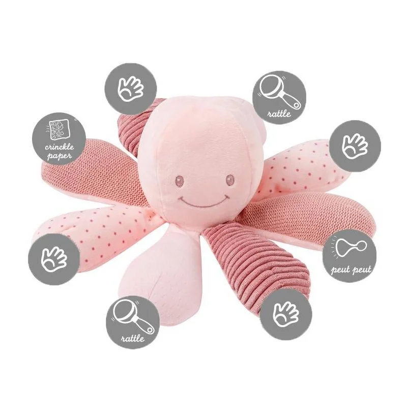 Nattou Hračka chobotnička edukační 8 aktivit Lapidou pink