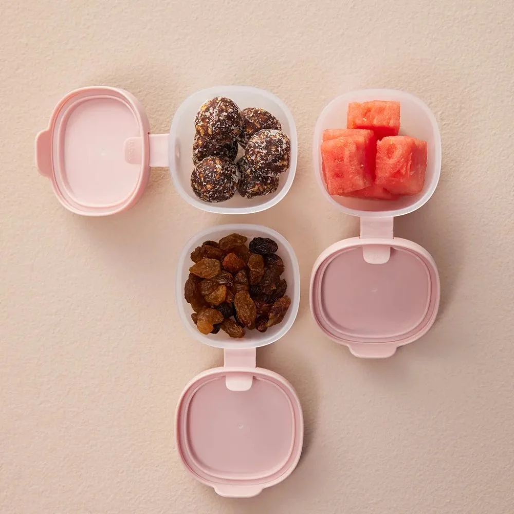 B.BOX Svačinový box střední + krabičky Snack tubs - set růžový