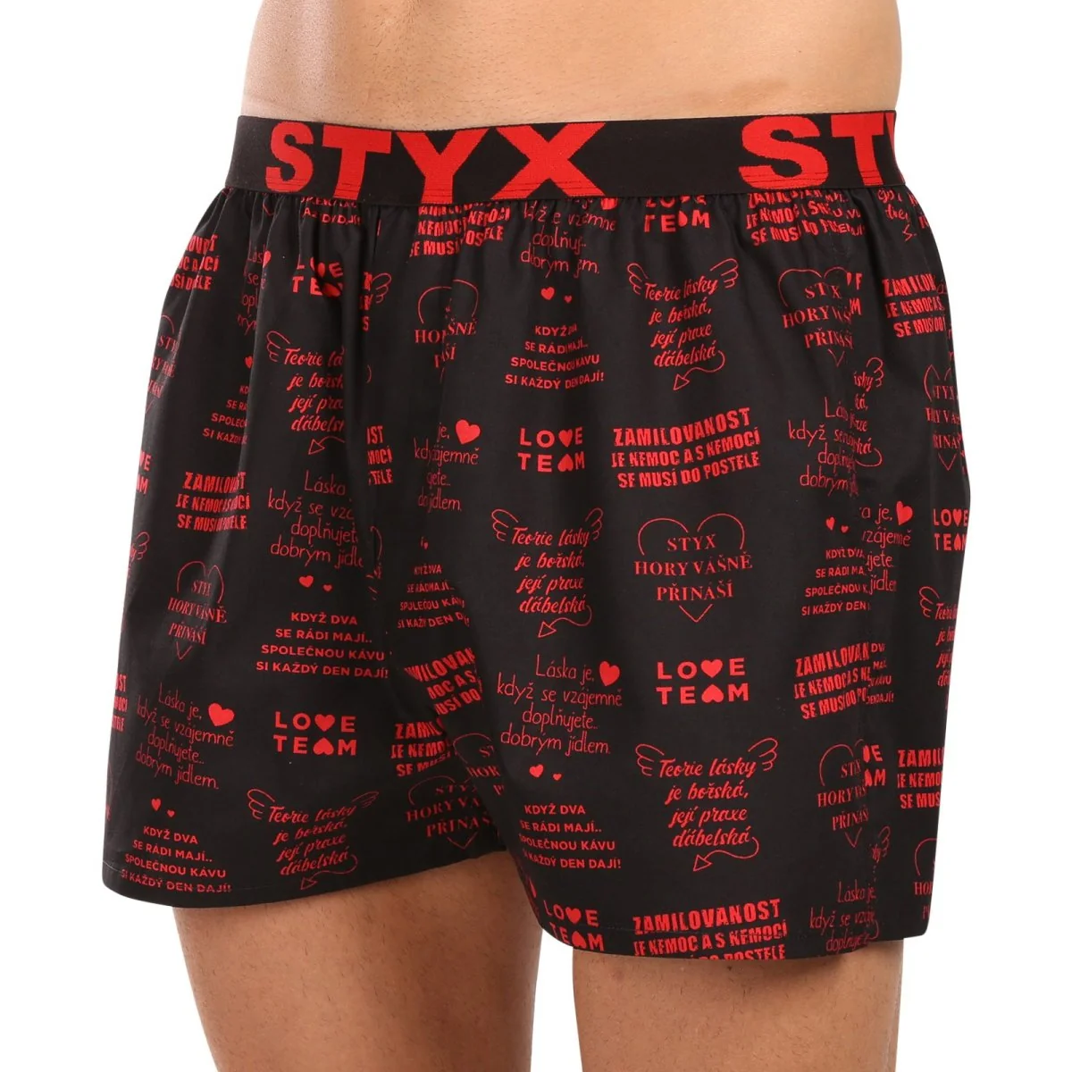Styx Pánské trenky art sportovní guma Valentýn texty (B1757) XXL