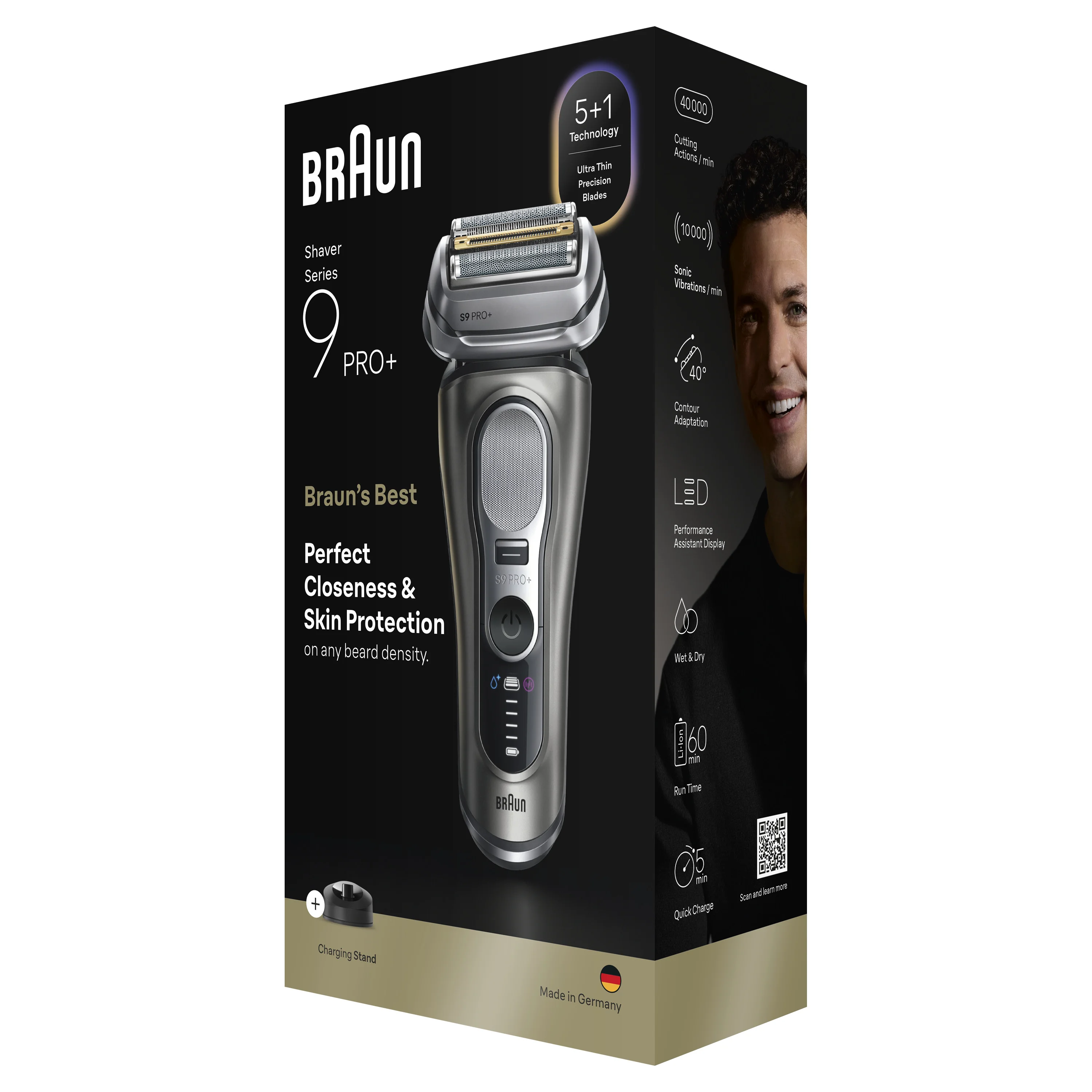 Braun Series 9 PRO+ 9615S elektrický holicí strojek + nabíjecí stojánek tmavě šedý