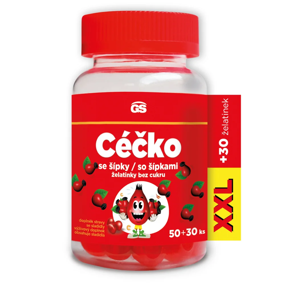 GS Céčko se šípky želatinky bez cukru XXL 50+30 ks